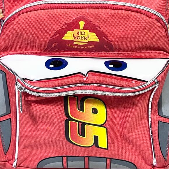 Disney Pixar Cars Lightning McQueen Rolling Mini Backpack Luggage Travel Kids - Picture 10 of 14